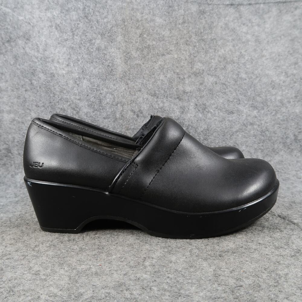 Jambu JBU Shoes Womens 7.5 Comfort Clogs Slip On Black Leather Casual Work Walk